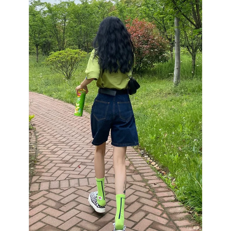 Women's Denim Shorts, Summer 2026 New Style, Thin, Loose, High-Waisted, Straight-Leg, Wide-Leg, Trendy