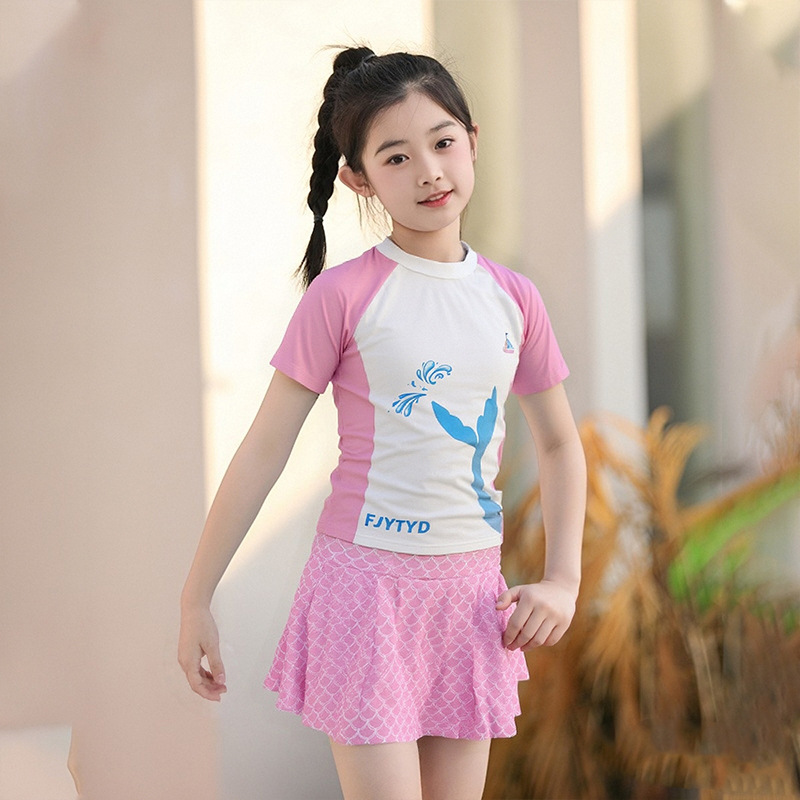 Nadar para niños trajes de baño para niños para mujeres, niños mayores, secado rápido para niñas, set de falda dividida, lindos trajes de baño de aguas termales.