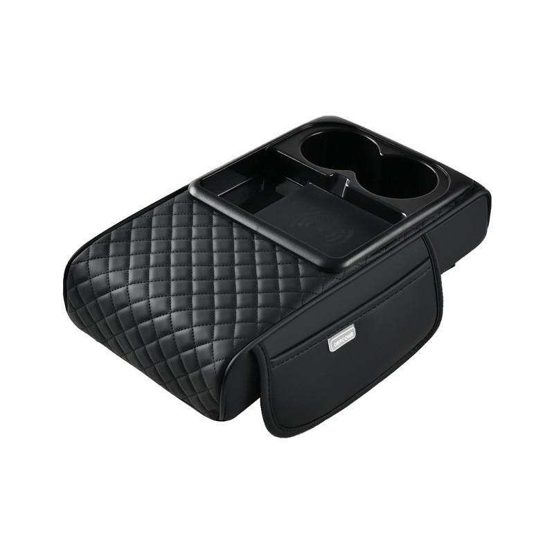 New Wireless Charging Car Armrest Box Pad, Multifunctional Storage and Heightening Pad, Integrated with Mobile Phone Holder for Car Use