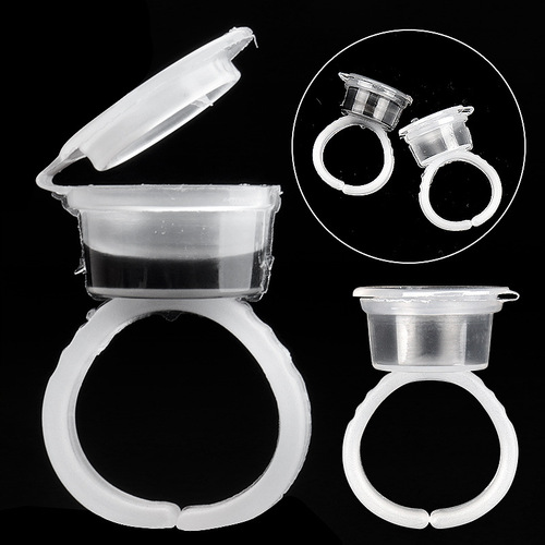 Wholesale eyelash grafting glue cup, flip-top color material embroidery ring cup, 50/bag OPP bag packaging
