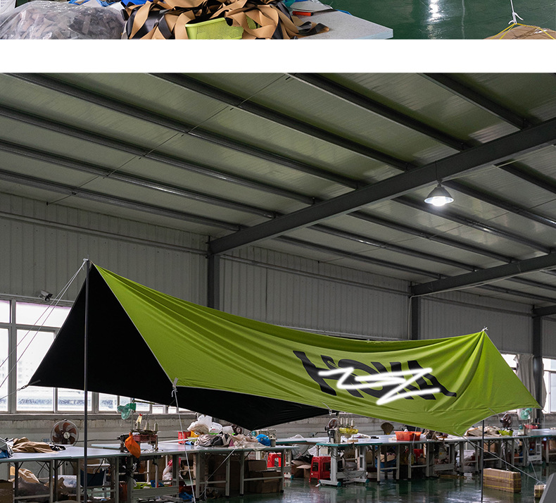Butterfly-shaped tarpaulin with black coating for sun protection and rain resistance, thickened and tear-resistant, suitable for outdoor camping, can be customized with logo