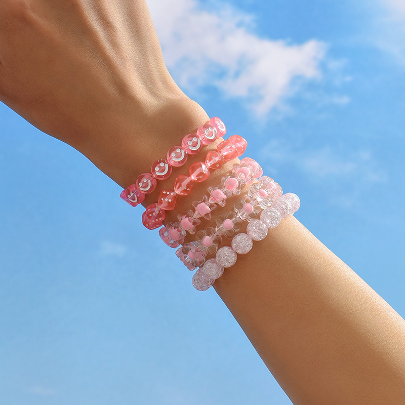 Sweet Flower Plastic Resin Bracelets 1 Set display picture 2