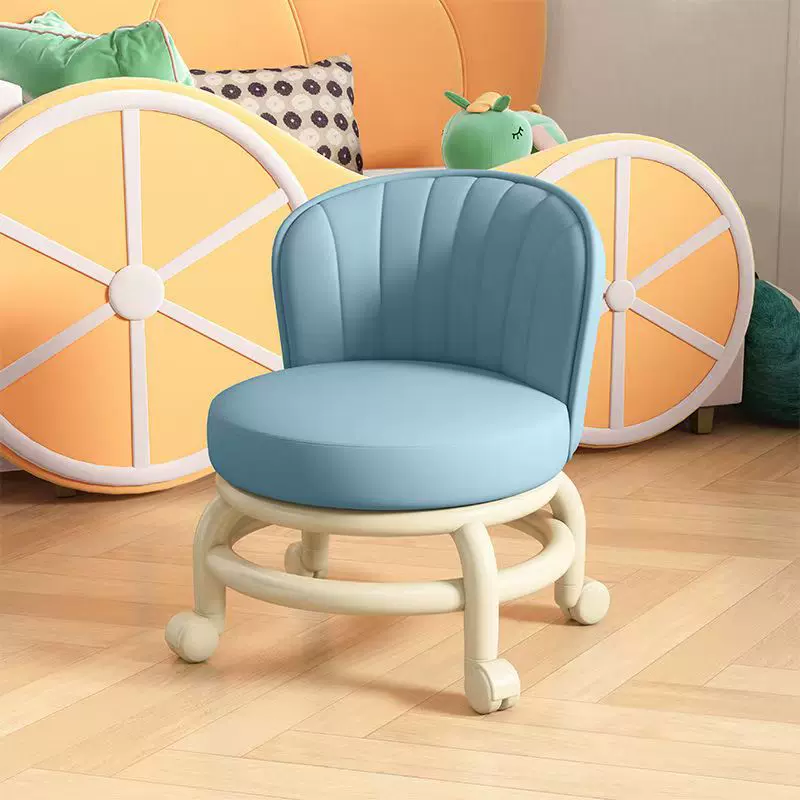 定制家用靠背款矮凳软坐垫带轮小凳儿童学步凳家用靠背贝壳款矮凳