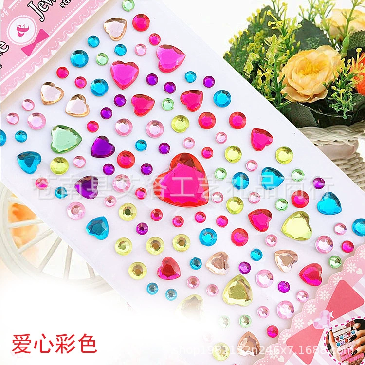 Crystal Patch Acrylic Gem Stickers, Plum Blossom & Heart Designs, 18 × 8.5 cm
