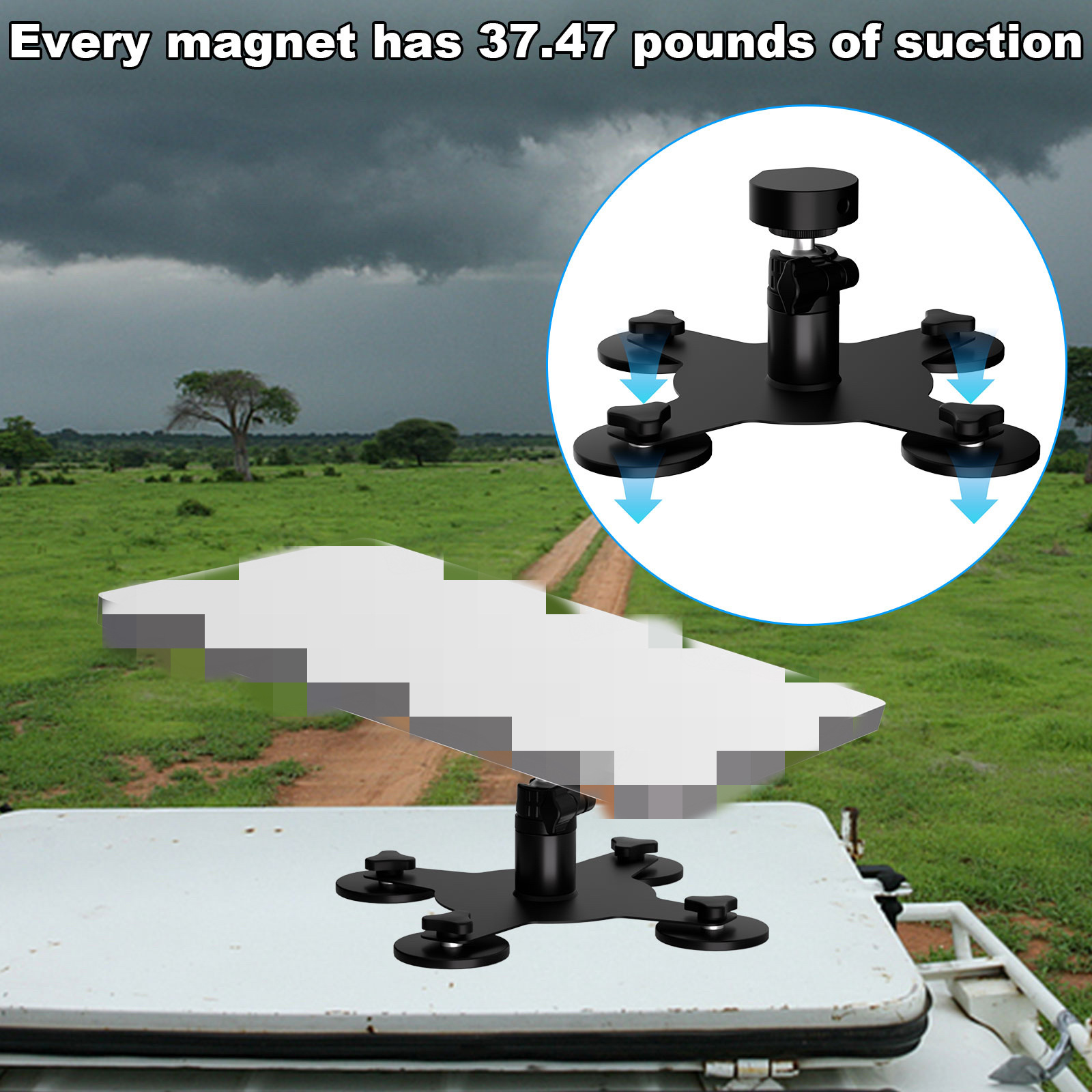 Cross-Border Car Roof Mount with Suction Cup/Magnetic Attachment Suitable for Mini Receiver Brackets, Universal Mount for Cars and Boats
