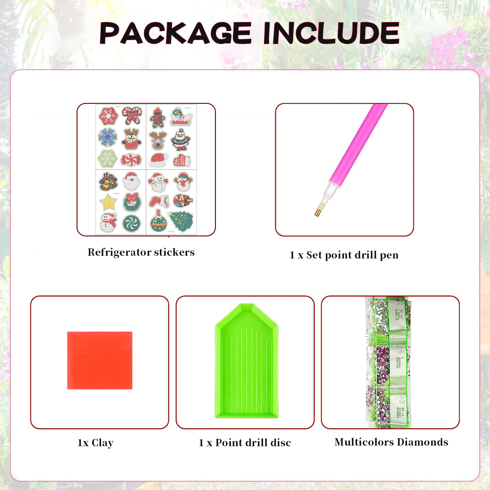 Navidad transfronteriza dibujo de diamantes adsorción pegatinas de refrigerador para niños hechos a mano diy creativo mampostería pegatinas juguetes al por mayor