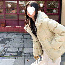 奶米色女装短款羽绒棉服女冬季新款2025小个子韩版宽松90白鸭绒外