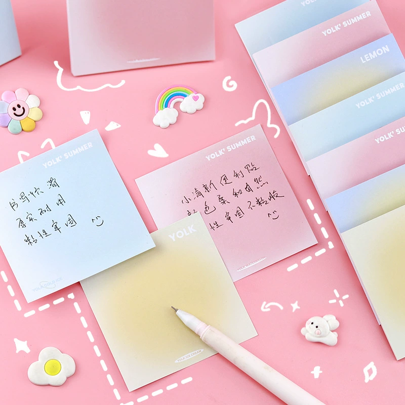 Ins Style летний цвет яичный желток Halo стикер для заметок студент ручной стикер для счета простой градиент липкая нота оптом