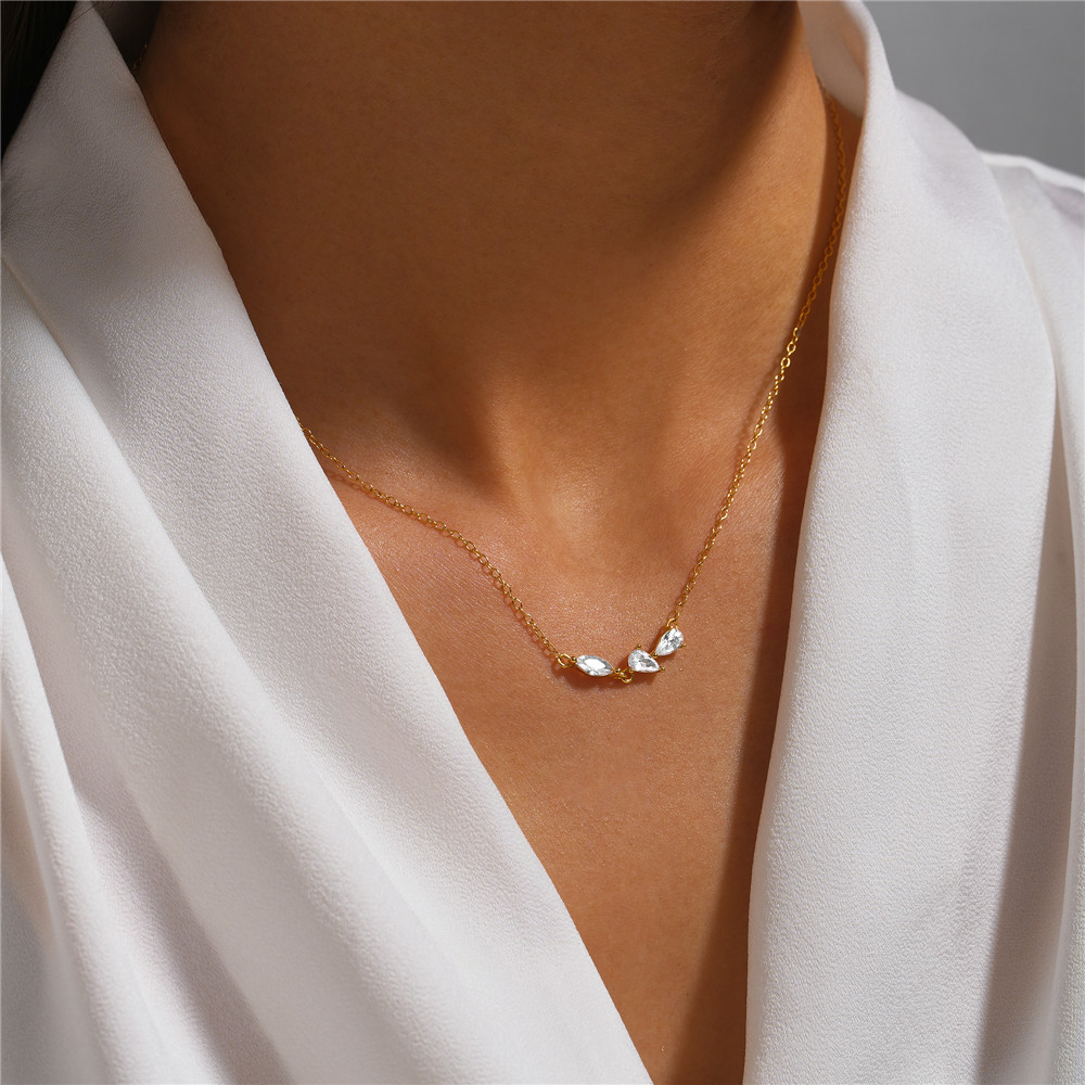 cable chain Chain Type 925 Sterling Silver Zircon Cable Chain Plating Inlay Geometric Necklace