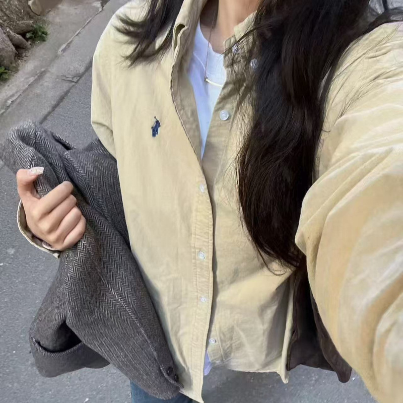 Rl Ralph Oxford Cloth Shirt in Stock, High-Quality Version, Casual Commuting Top, Stylish and Durable Embroidered Long-Sleeve Shirt for Women Rl Ralph Oxford Cloth Shirt in Stock, High-Quality Version, Casual Commuting Top, Stylish and Durable Embroidered Long-Sleeve Shirt for Women