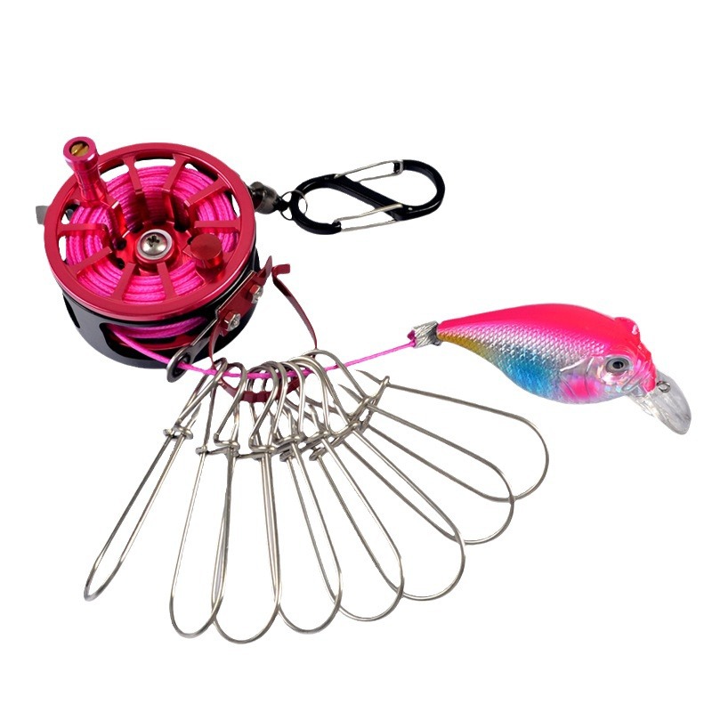 Ailuya estilo japonés retráctil con ruedas de bloqueo de pescado de acero inoxidable hebilla de pescado vivo balsa de Pesca de Mar de agua dulce equipo de pesca