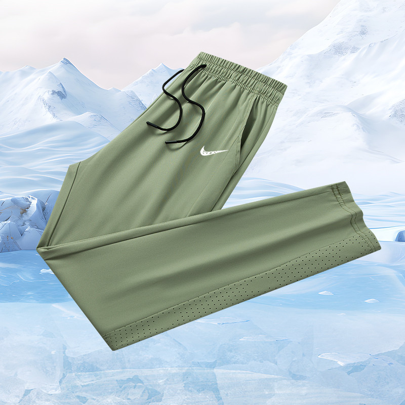Summer new loose-fitting ice silk men's casual pants, breathable sports thin long pants, men's running stretch straight pants Summer new loose-fitting ice silk men's casual pants, breathable sports thin long pants, men's running stretch straight pants