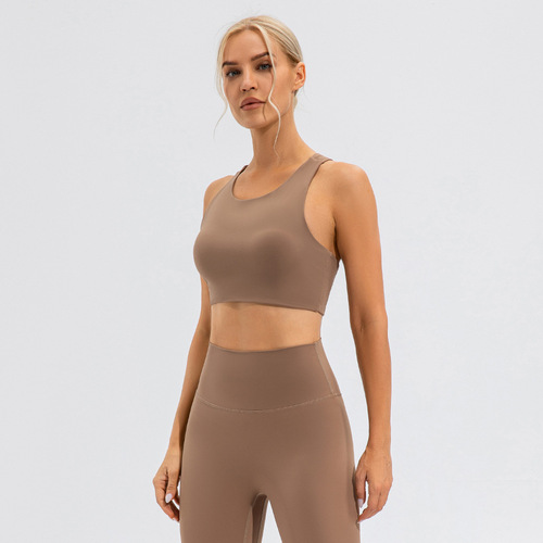 European and American-style women's sports bra: Lulu series, ultra-thin, shock-resistant, back-enhancing design, high-intensity support—perfect for fitness and yoga wear.