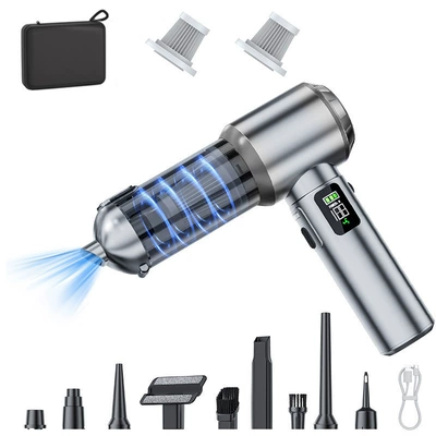 Display, Handheld Blowing and Suction, Tozsoranlar - 17000pa-brushless-vacuum-cleaner-fast-charging-display-one-click-dumping-gun-gray-storage-bag-filter-element-2