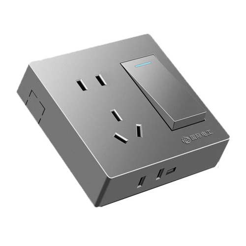 International electrician exposed switch socket one open double control wall switch one open five holes fifteen holes exposed gray