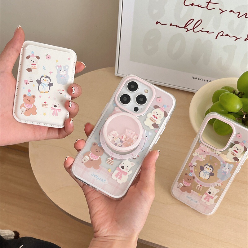 Cartoon Little Animals Party 17Promax Shake Stand 15Pro Magnetic Card Holder Suitable for Apple 14Pro16