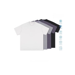 Three-Needle Summer Solana 260g Small Collar Wide BOXY Plain Basic Sunscreen Casual Short-Sleeve Base Shirt