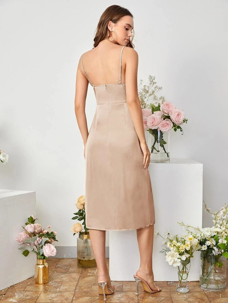 Women's Clothing Women's Satin Dress With Slits For Summer Casual Elegant Maxi Mini Length Available In Plus Sizes Various Colors_ecoleips.com
