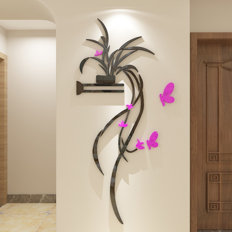 Decorative 3d Acrylic Wall Sticker Romantic Chlorophytum For Living Room_voghion.com