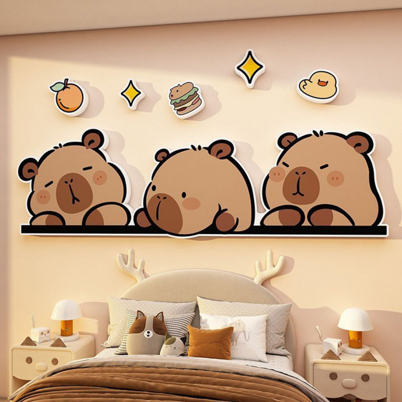Children's Room Door Stickers, Creative Headboard Decorations, Foam Board Capybara Wall Stickers, Milk Tea Shop Decoration Supplies, Collage Art