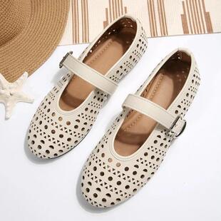 �羳Summer New Flat Shoes Women's Round Head Shallow Chisel
