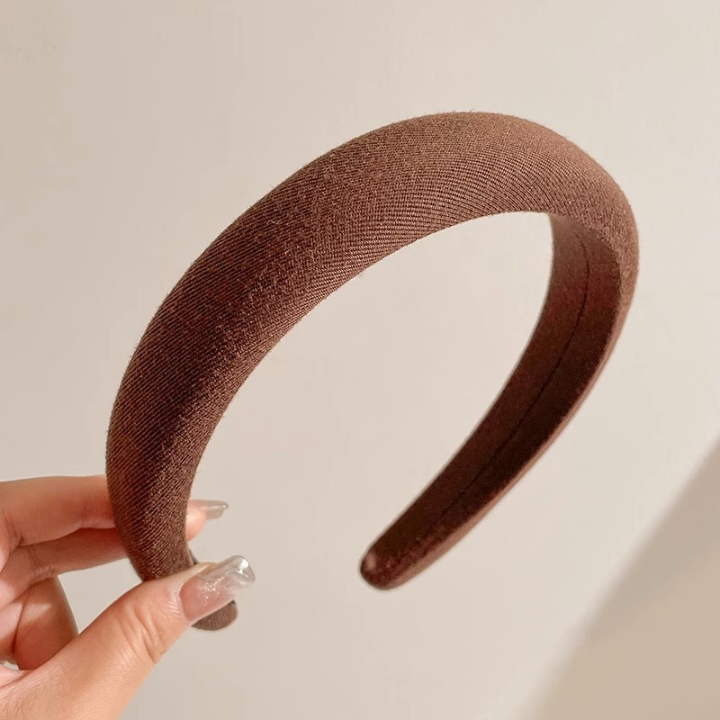 Otoño e Invierno Internet celebridad nueva diadema marrón femenino alto cráneo superior horquilla pelo de ala ancha pelo paquete presionando headwear lavado de cara diadema al por mayor