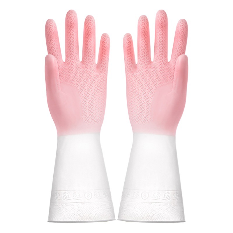 Guantes de látex impermeables de color degradado para mujer, ropa, tareas domésticas, guantes de limpieza, lavado de platos, modelos finos, antideslizantes, impermeables y duraderos