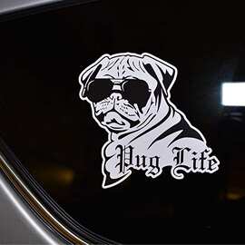 Pug Life贴纸狗车窗贴花乙烯基图案；有趣的暴徒生活
