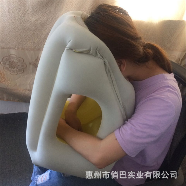 護頸午睡趴趴枕午休旅行充氣枕學生辦公室飛機火車充氣抱枕趴睡枕