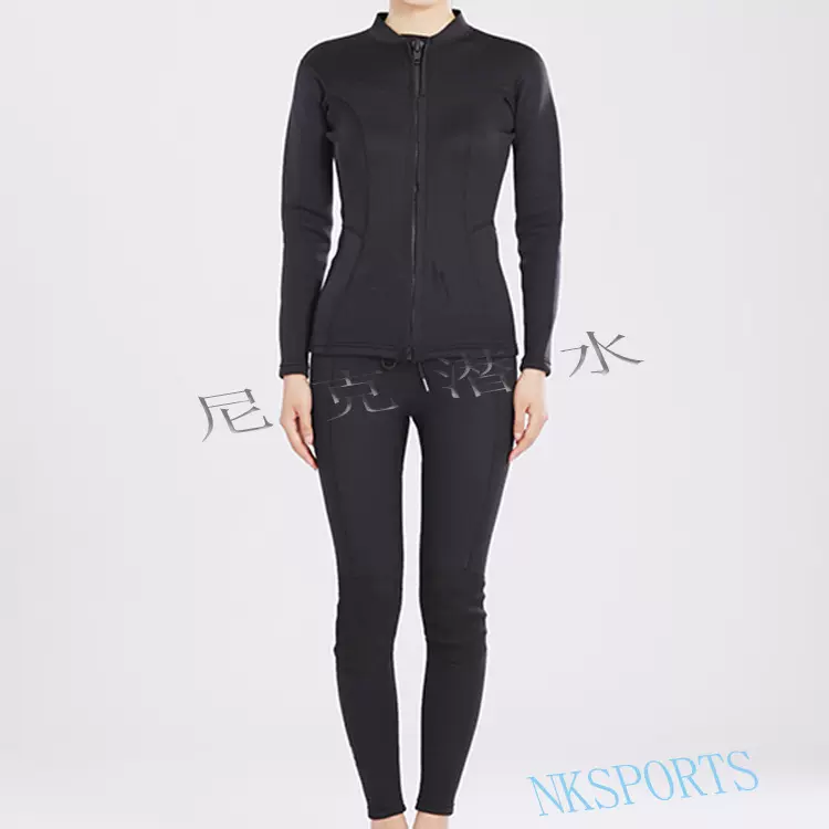 1.5mm潜水服女款分体长袖长裤防护耐磨 专业浮潜服保暖冲浪水母衣