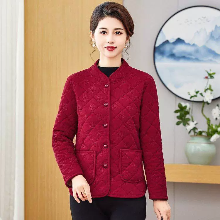 Зимняя утепленная cotton куртка для мамы для отдыха, плюс size, для среднего возраста
