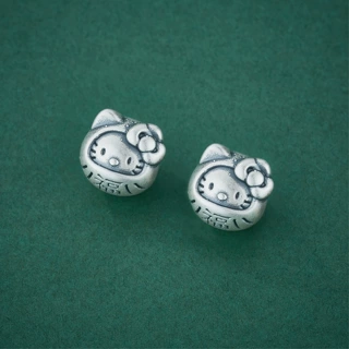 S999足银卡通凯蒂猫隔珠蝴蝶结福字达摩串珠手链编绳手工DIY饰品