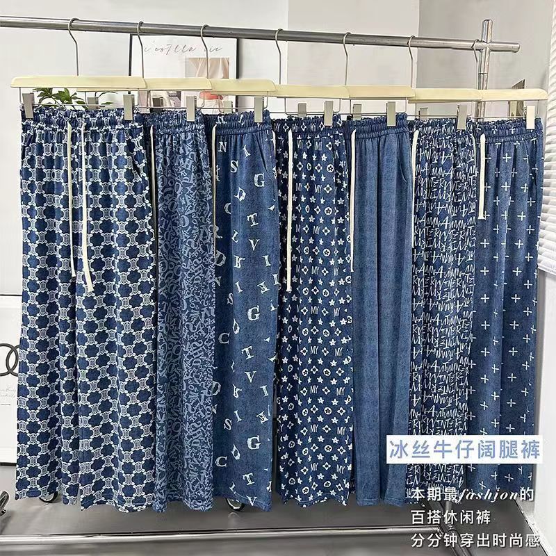 Silk denim summer trousers