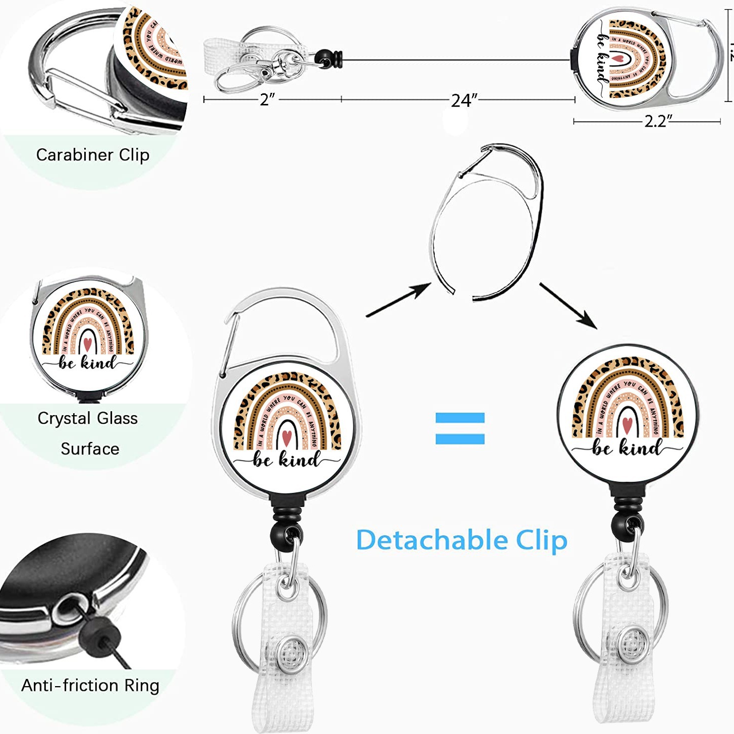 Aleación de zinc epoxi Arco Iris fácil tirar hebilla fácil tirón leopardo impresión Arco Iris impreso poliéster cordón PVC certificado titular de la tarjeta