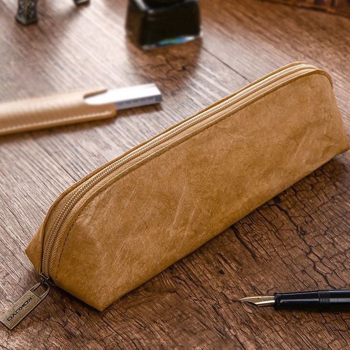 杜邦纸笔袋定制空白可水洗牛皮纸防水拉链化妆收纳袋大容量文具包