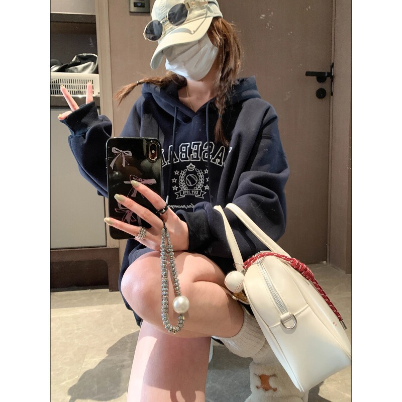 Moqie Street Style American Retro Football Letter Embroidery Loose Fleece Hoodie Mq1018 Moqie Street Style American Retro Football Letter Embroidery Loose Fleece Hoodie Mq1018