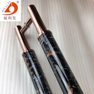 恒大地产 大理石纹 仿石拉手玫瑰金/黑钛金定制 酒店大门拉手