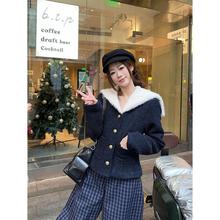 小香风长袖毛呢外套2025秋冬新款加厚保暖海军领高级感洋气上衣女