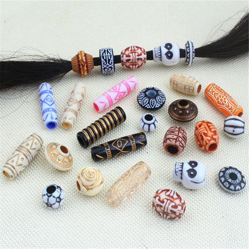 African Dreadlock Accessories, Braided Hair Decorations, Colorful Plastic Large-Hole Beads, Wig Hair Accessories, Hair Ornament Accessories, Loose Beads