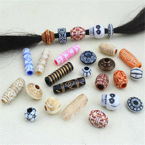 African Dreadlock Accessories, Braided Hair Decorations, Colorful Plastic Large-Hole Beads, Wig Hair Accessories, Hair Ornament Accessories, Loose Beads