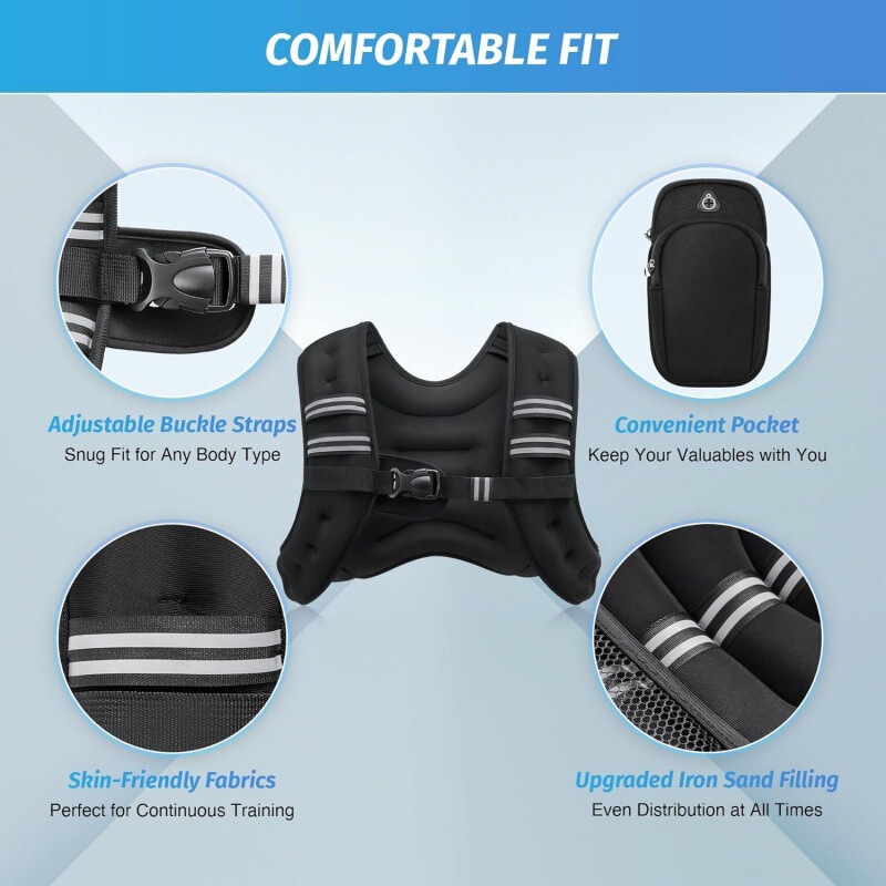 クロスボーダー Amazon 耐荷重服とアームバッグ ヘビーベスト フィットネス ベスト ランニング スポーツ ベスト 鉄ビーズ反射|undefined