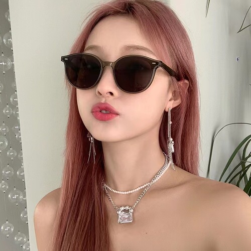 橄榄绿框墨镜新款gm太阳镜女日落色网红同款防紫外线眼镜