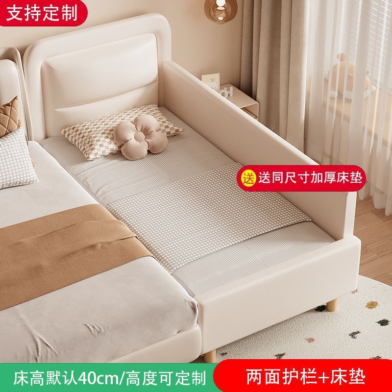 Cama de empalme para niños, cama pequeña ensanchada junto a la cama, envoltura suave con barandilla, cama de bebé para niños, cama de madera maciza, cama grande image 10