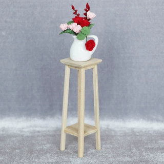 1:12娃娃屋dollhouse迷你家具模型diy素坯盆景架子简约高脚凳子