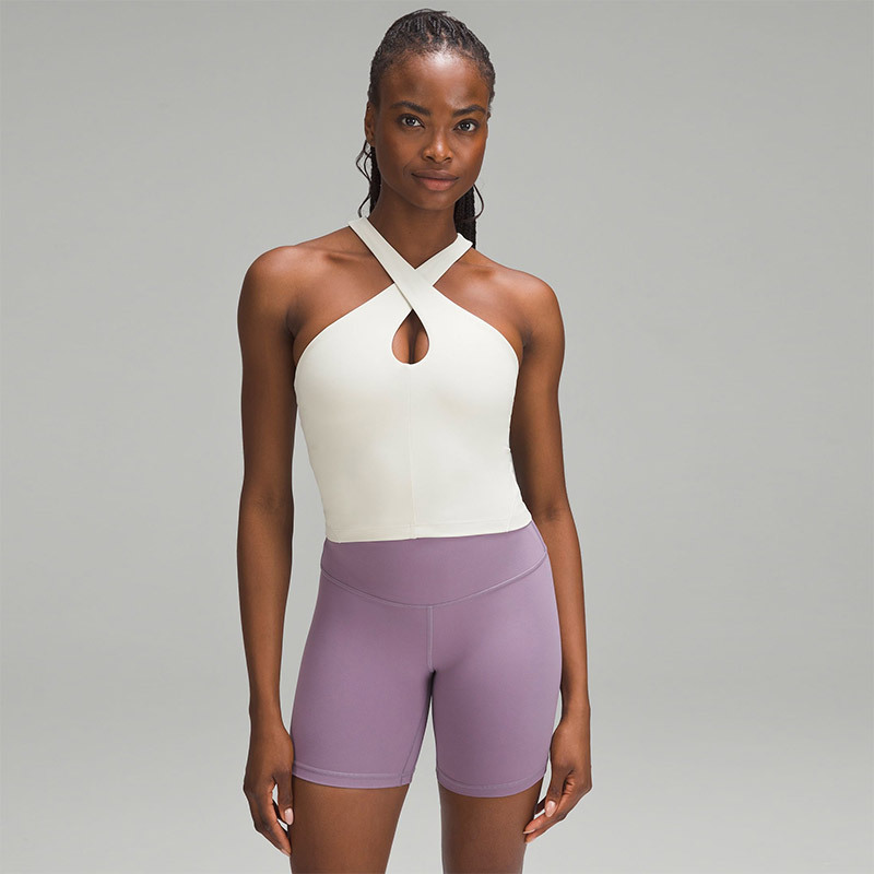 LULU bottom outerwear chaleco de hueco cruzado una pieza de cuello colgante ropa interior de yoga de mujer sujetador deportivo para uso exterior