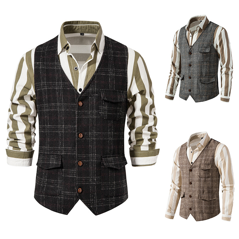 Gilet da uomo in tweed Gilet di grandi dimensioni_voghion.com