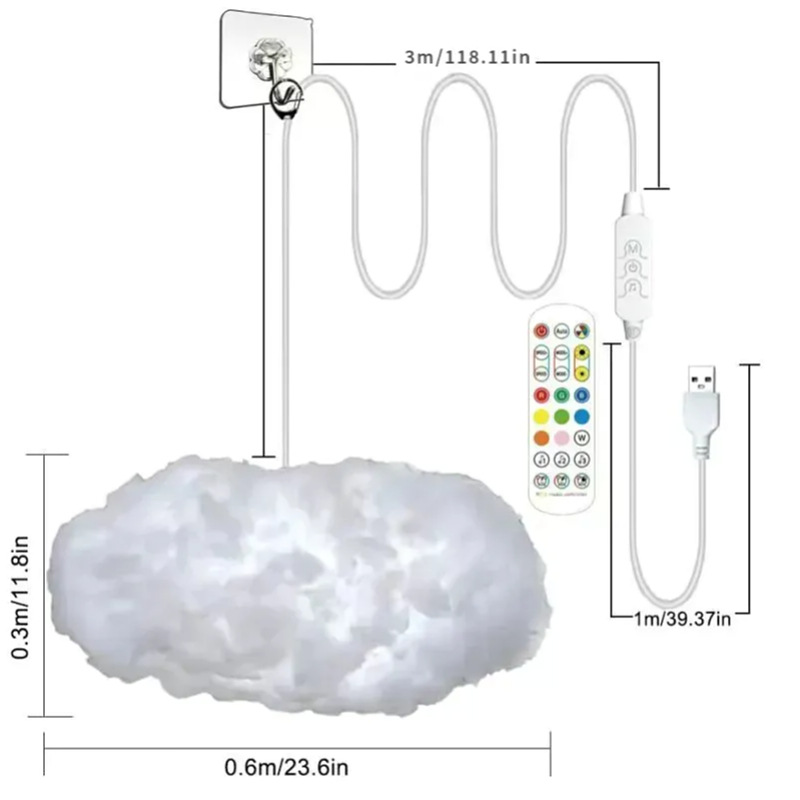 Paquete de materiales lámpara de nube luz decorativa con colores control por voz control remoto APP luz ambiental