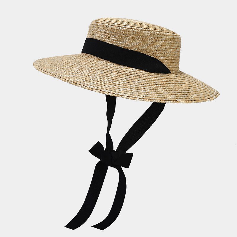 Femmes Style Vintage Pastorale Couleur Unie Les Bretelles Grand Avant-toit Chapeau De Paille display picture 5