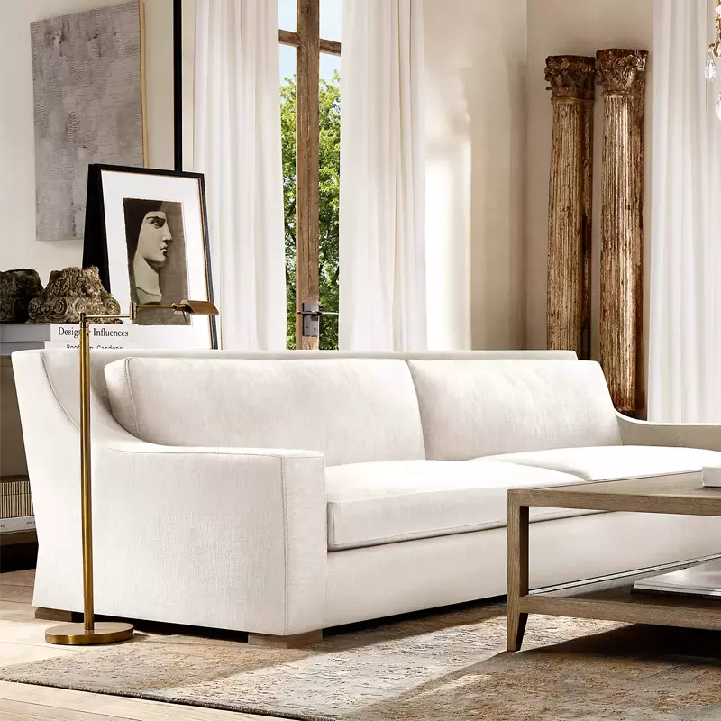 美式乡村复古现代客厅沙发经典斜臂沙发美国RH原单实木进口家居