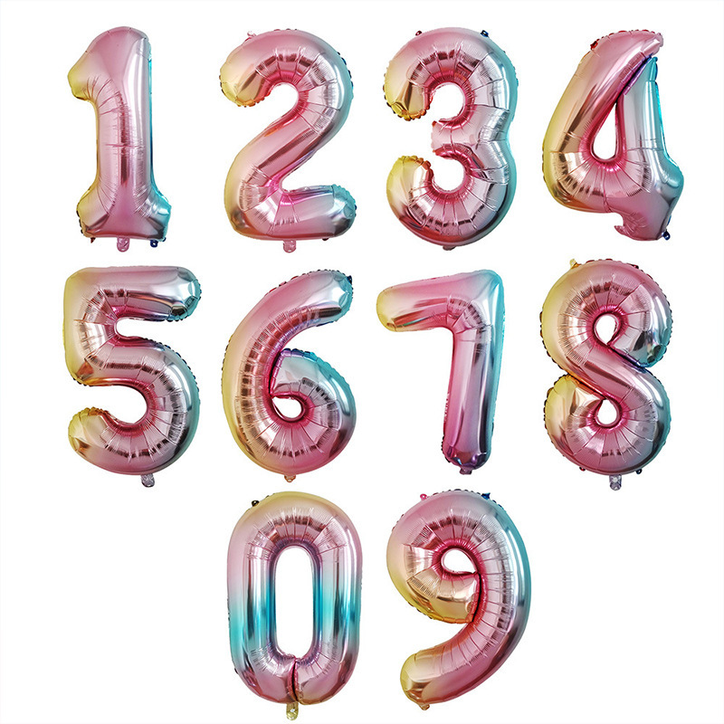 Globo de aluminio digital de 40 pulgadas, globo de aluminio con números grandes, versión delgada de 90 cm, varios colores de globos con números